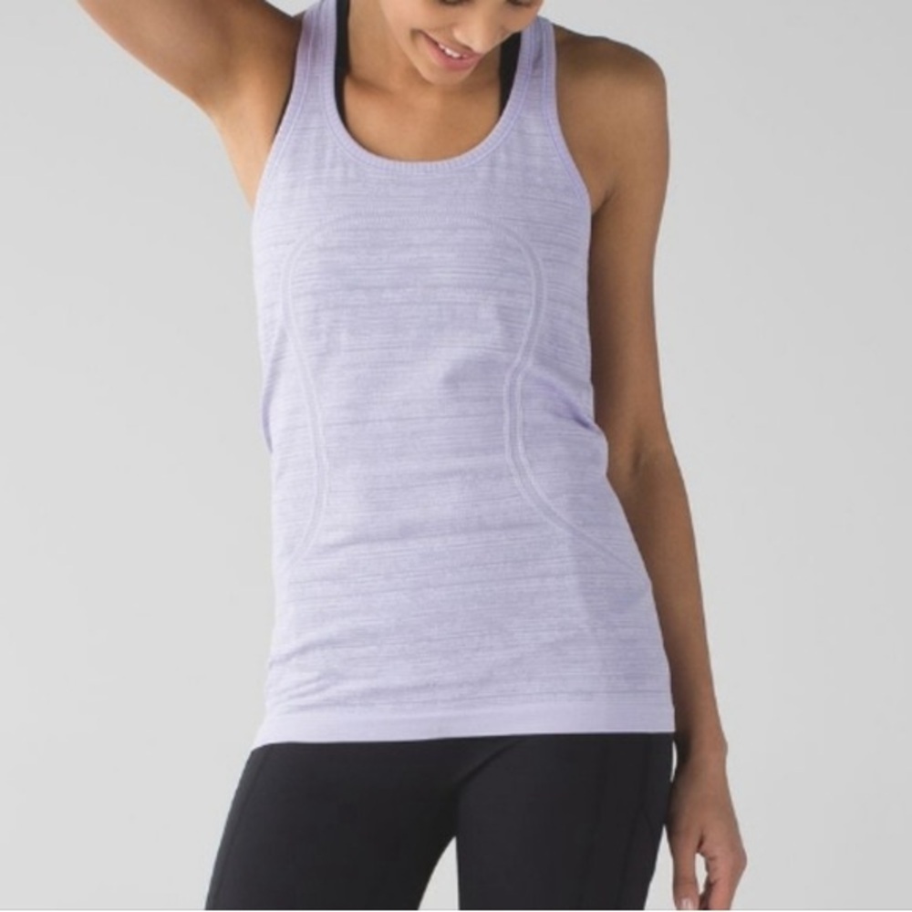 Lululemon Swiftly Tech Lilac Strip Racerback Tank Light Purple Workout